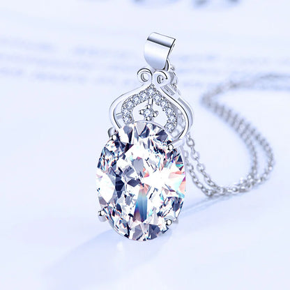 925 Sterling Silver Necklace For Women Round Pendent Sparkling Pave CZ Necklace Fashion Anniversary Birthday Jewelry Gifts