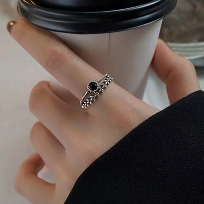 925 Sterling Silver Flower Lace Ring Korean Fashion Opening Inlaid CZ Adjustable Rings Valentine's Day Gift