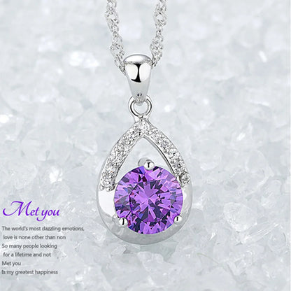 New 925 Sterling Silver Necklace For Women Round Pendent Sparkling Pave CZ Necklace Fashion Anniversary Birthday Jewelry Gifts