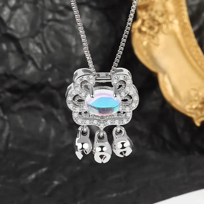 925 Sterling Silver Big Color Stone Pendant Chain Light Crystal Necklace for Women Excellent Jewelry Collarbone Chain 7355