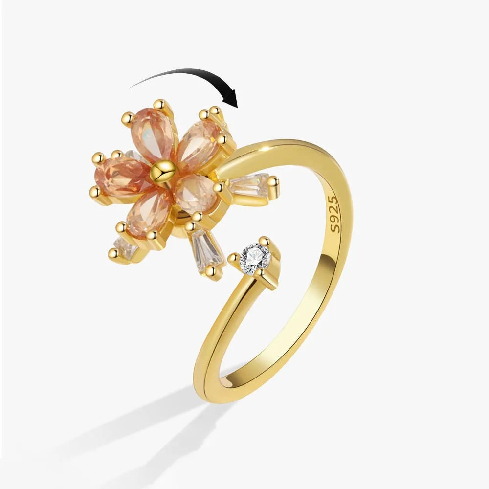 ELYSIUM sunflower fidget ring – rotating relief for daily stress.