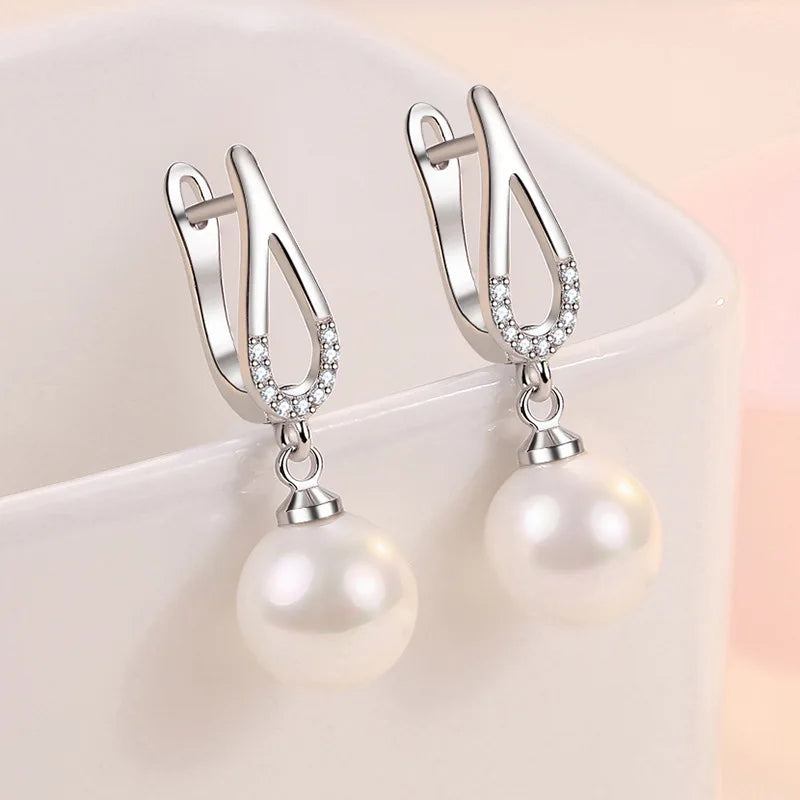 925 Sterling Silver Earrings For Women Original Charm Double Hoop Earrings Pave CZ Fine Engagement Anniversary Jewelry Gift