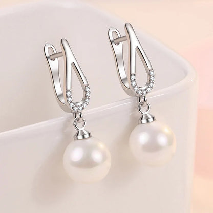 925 Sterling Silver Earrings For Women Original Charm Double Hoop Earrings Pave CZ Fine Engagement Anniversary Jewelry Gift