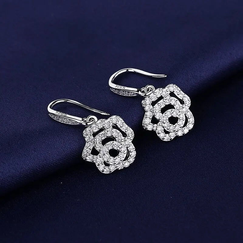 925 Silver Women Hoop Earrings Fashion Pendientes Gift For Female Girl Sparkling Pave CZ U Heart Shape Star Moon Earring E1258