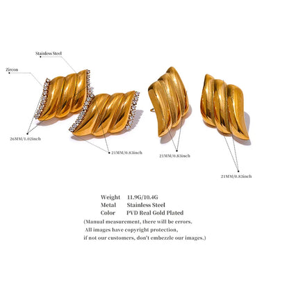 Elysium High Quality Stainless Steel Geometric CZ Stud Earrings Waterproof Zircon Personalized Metal Versatile Jewelry Gala Gift