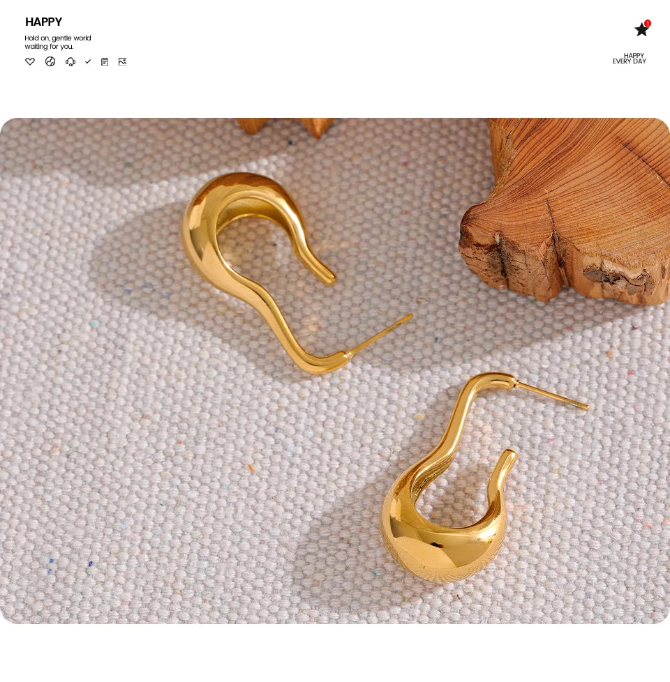 Elysium Statement Metal Geometric Stainless Steel Waterproof Unusual Earrings Personalized 18k Gold Color Fashion Jewelry Women