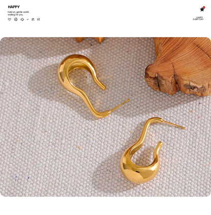 Elysium Statement Metal Geometric Stainless Steel Waterproof Unusual Earrings Personalized 18k Gold Color Fashion Jewelry Women