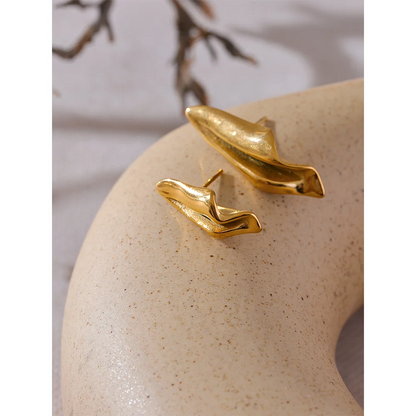 Elysium Stylish Unique Asymmetrical Geometry Metal Stud Earrings Stainless Steel Gold Color Waterproof Jewelry Bijoux