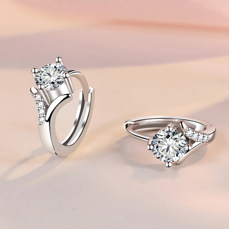 925 Sterling Silver Earrings For Women Original Charm Double Hoop Earrings Pave CZ Fine Engagement Anniversary Jewelry Gift