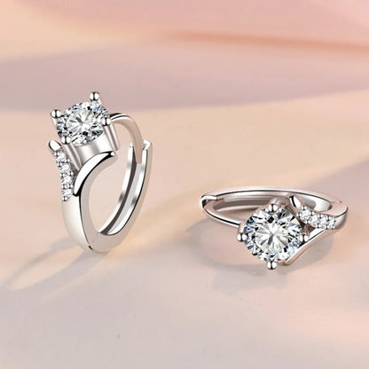 925 Sterling Silver Earrings For Women Original Charm Double Hoop Earrings Pave CZ Fine Engagement Anniversary Jewelry Gift