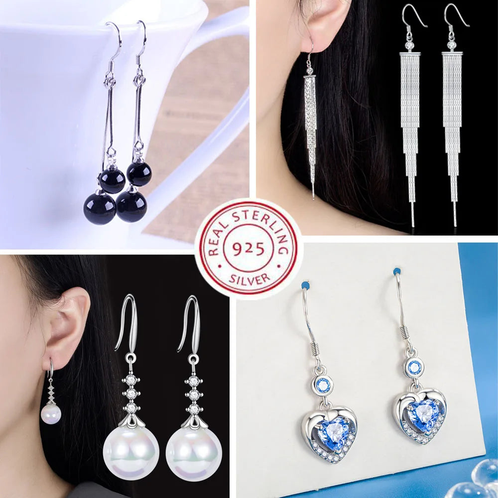 925 Sterling Silver Jewelry Women Fashion Cute Tiny Clear Crystal CZ Stud Earrings Gift for Girls Teens Lady New