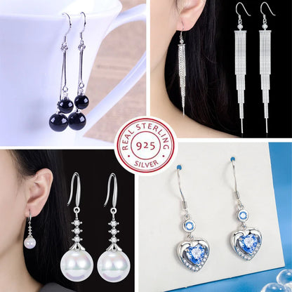 925 Sterling Silver Jewelry Women Fashion Cute Tiny Clear Crystal CZ Stud Earrings Gift for Girls Teens Lady New