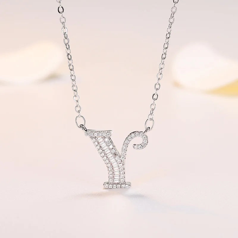 New 925 Sterling Silver 26 letter necklace Personal name handmade jewelry For Women Wedding Charm Fashion
