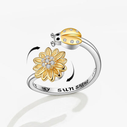 ELYSIUM sunflower fidget ring – rotating relief for daily stress.