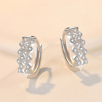 925 Sterling Silver Earrings For Women Original Charm Double Hoop Earrings Pave CZ Fine Engagement Anniversary Jewelry Gift