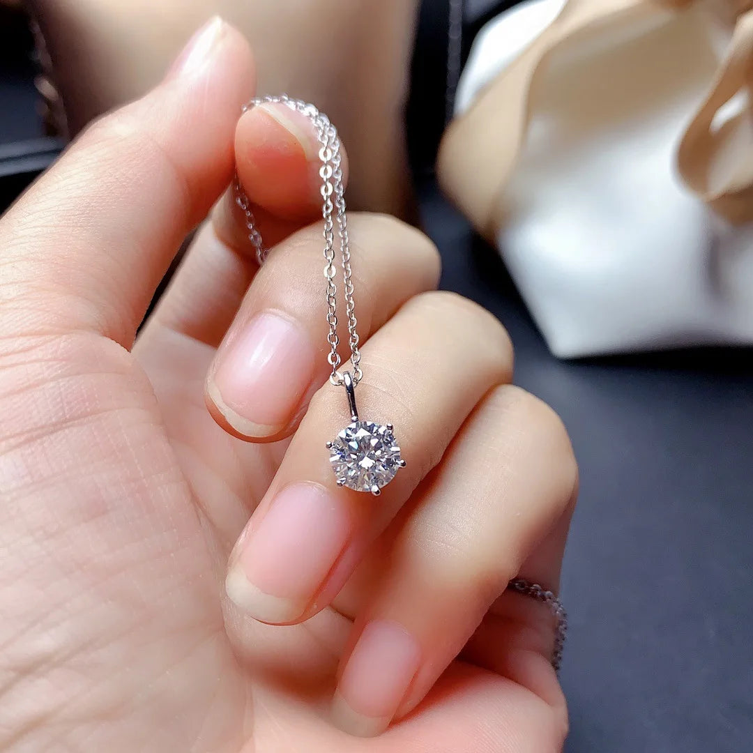 925 Sterling Silver Big Stone Pendant Chain Light Natural Amethyst Necklace for Woman Girl Excellent Jewelry