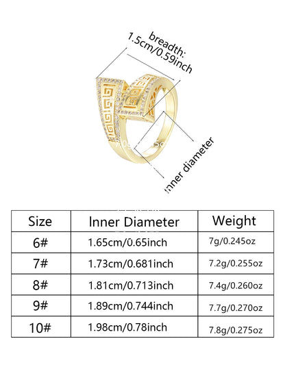 Ladies Personality Geometric Ring Women Elegance Zircon Ring