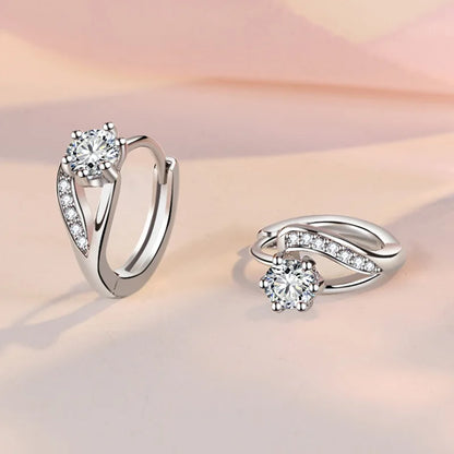 925 Sterling Silver Earrings For Women Original Charm Double Hoop Earrings Pave CZ Fine Engagement Anniversary Jewelry Gift