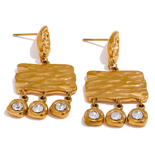 Elysium 316l Stainless Steel Square Geometric Dangle Earrings Delicate Cubic Zirconia Temperament Fashion France Jewelry Women