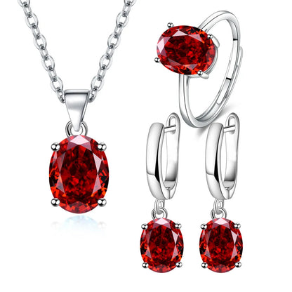 925 Sterling Silver Jewelry Sets For Women Heart Zircon Ring Earrings Necklace Wedding Bridal Elegant Christmas