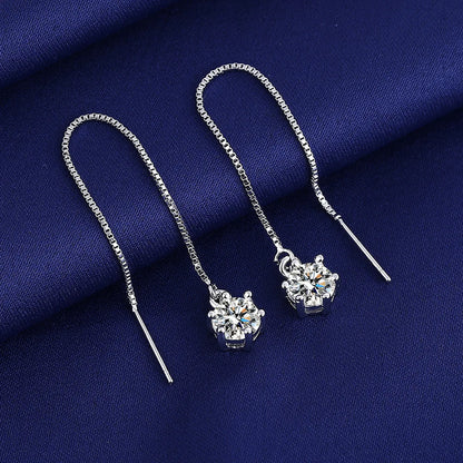 925 Sterling Silver Jewelry Women Fashion Cute Tiny Clear Crystal CZ Stud Earrings Gift for Girls Teens Lady E001