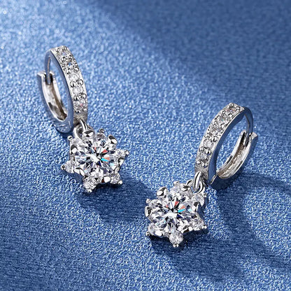 925 Silver Women Hoop Earrings Fashion Pendientes Gift For Female Girl Sparkling Pave CZ U Heart Shape Star Moon Earring E1258