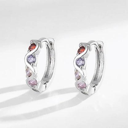 925 Sterling silver needle Earrings Fashion High Quality Jewelry Double Row Crystal Zircon Round Stud H570