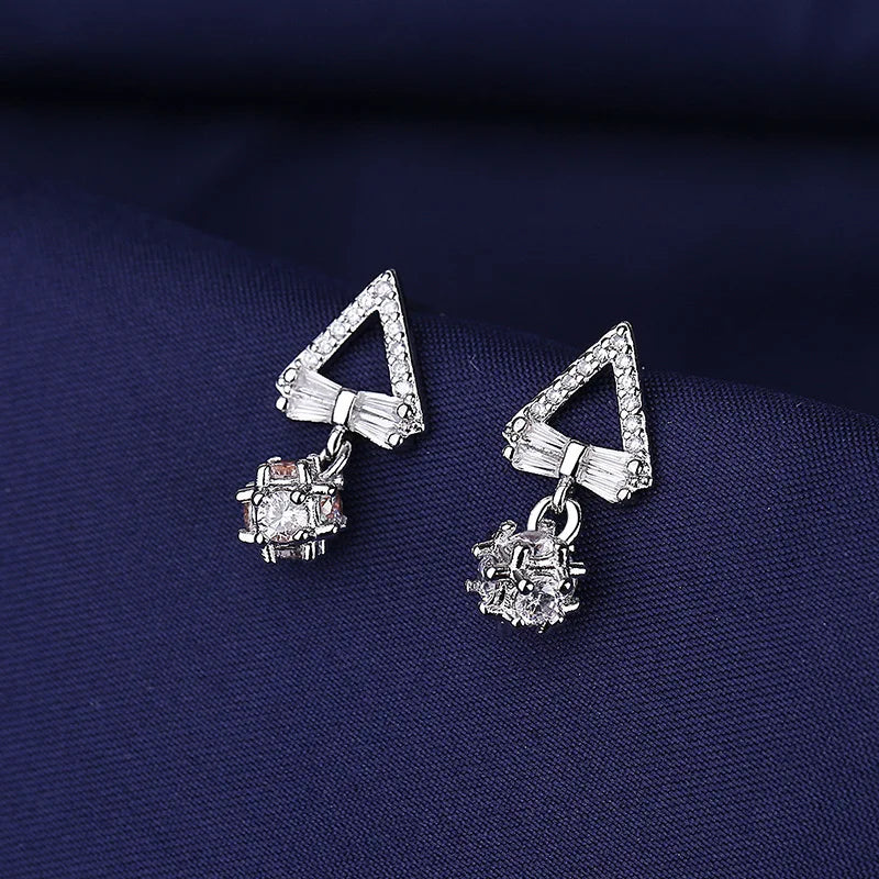 Fine Jewelry 925 Sterling Silver Earrings Inlaid With Zircon Crystal Flower Earrings Charm Jewelry For Women Gift Engagement