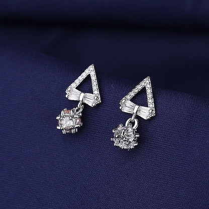 Fine Jewelry 925 Sterling Silver Earrings Inlaid With Zircon Crystal Flower Earrings Charm Jewelry For Women Gift Engagement
