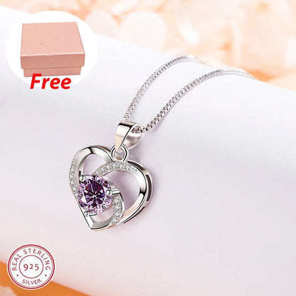 925 Sterling Silver Winter Collection Sparkling Love Necklace Fit DIY Women Fashion Original Jewelry Gift