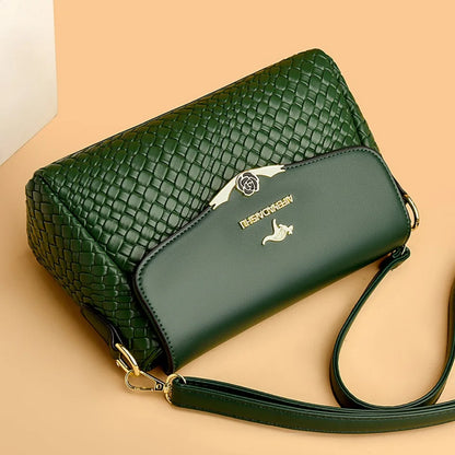 Luxury Handbag Women Bags Designer Pu Leather Knitting Shoulder Messenger Crossbody Bags for Women Mother Bolsa Ladies Hand Bag