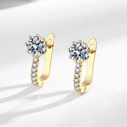 925 Sterling silver needle Earrings Fashion High Quality Jewelry Double Row Crystal Zircon Round Stud H570