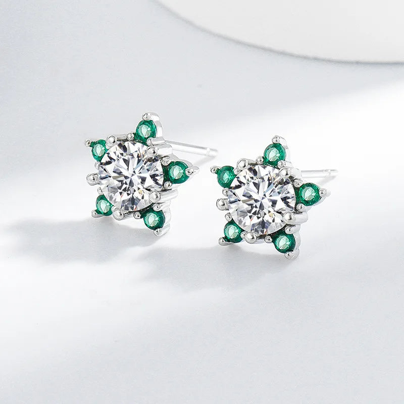 925 Sterling silver needle Earrings Fashion High Quality Jewelry Double Row Crystal Zircon Round Stud H570