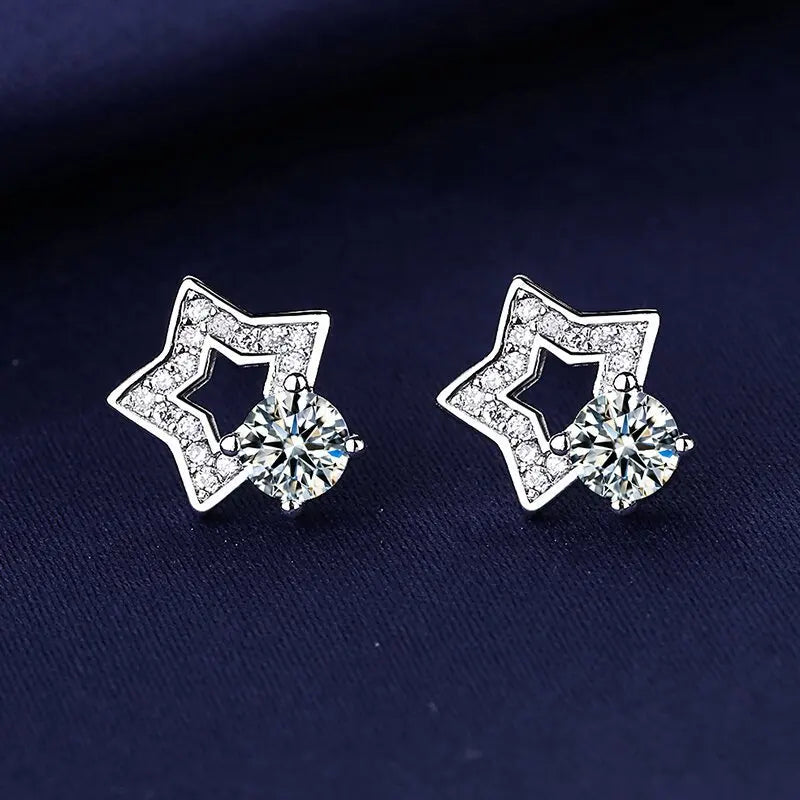 925 Sterling silver needle Earrings Fashion High Quality Jewelry Double Row Crystal Zircon Round Stud H570