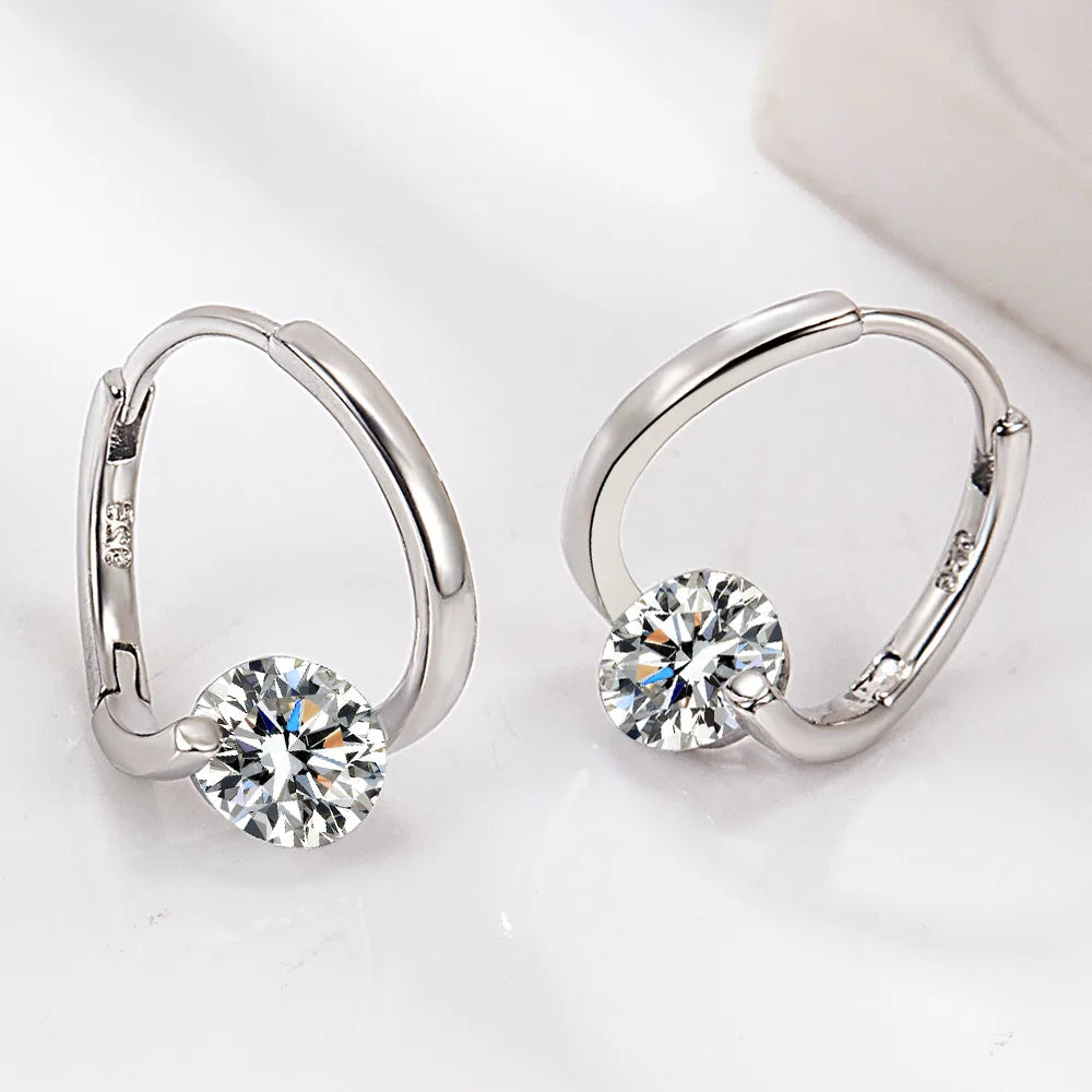 925 Sterling Silver Hoop Earrings Moon Star Dreamcatcher Colored Zircon Fine Earring Jewelry Gift For Women
