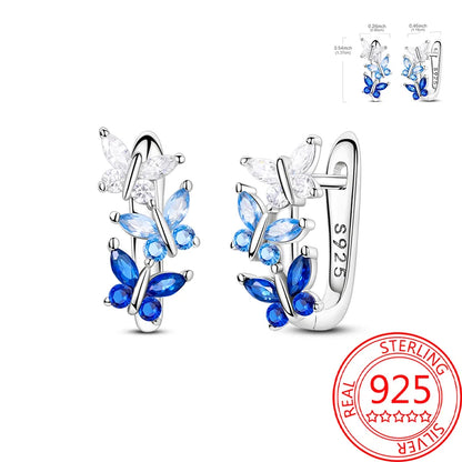 Pink Series 925 Sterling Silver Romantic Flower Butterfly Unicorn Tulip Geometry Earrings Boutique Fine Jewelry Gifts for Women