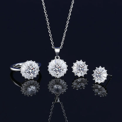 925 Sterling Silver Elegant Jewelry Sets Ring Earrings Necklace For Women Rectangle Geometry Zircon Wedding Accessories