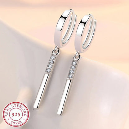 925 Sterling Silver Round Crystal Hoop Earrings For Women Elegant Wedding Party Jewelry Pendientes