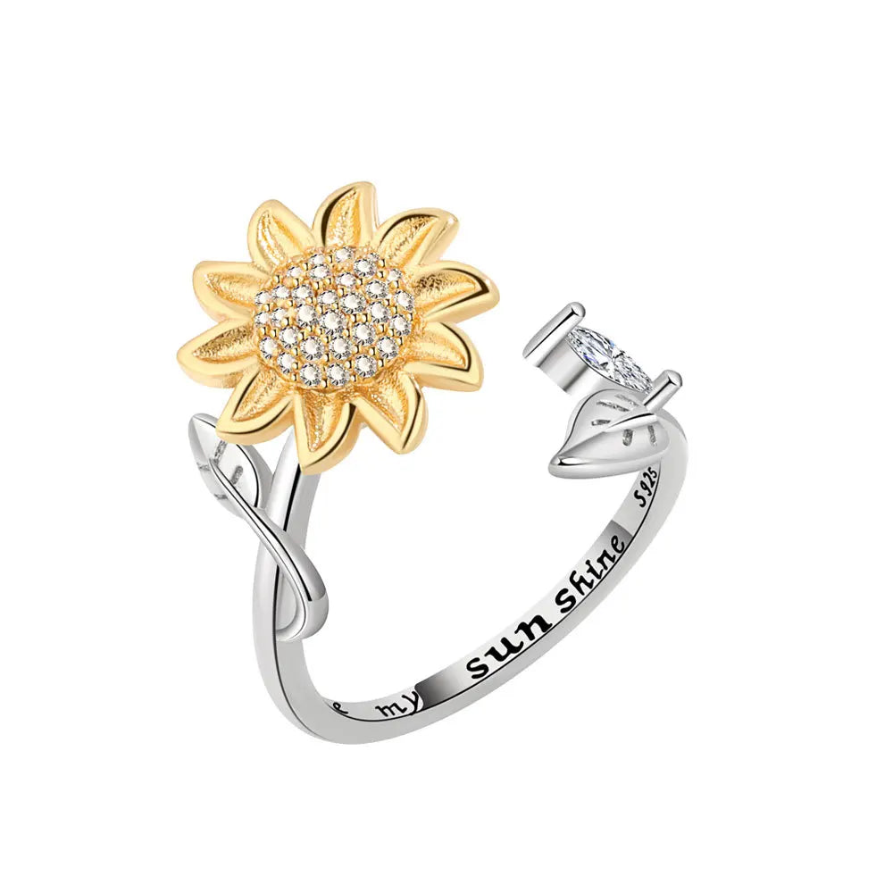 ELYSIUM sunflower fidget ring – rotating relief for daily stress.