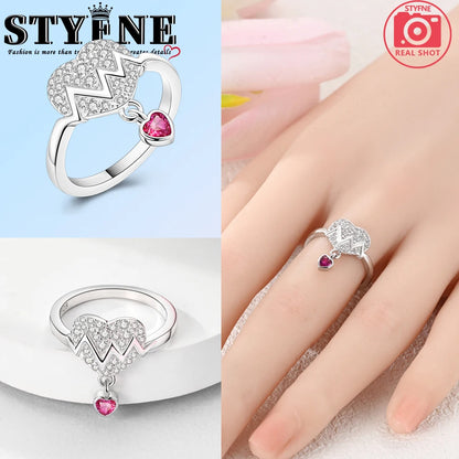 Ring 925 Sterling Silver Heart, Red, Pink, White, Blue Ring for Women Holiday Jewelry Gift