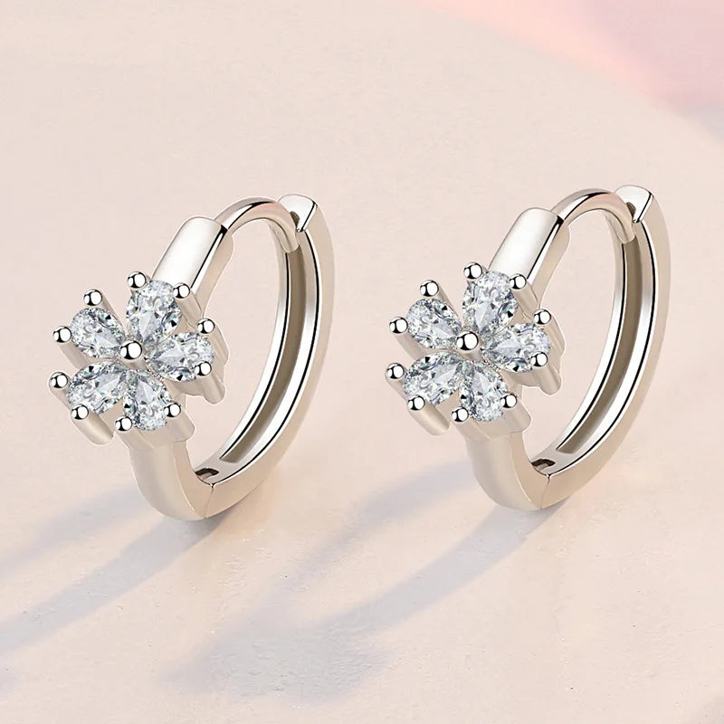 925 Sterling Silver Earrings For Women Original Charm Double Hoop Earrings Pave CZ Fine Engagement Anniversary Jewelry Gift