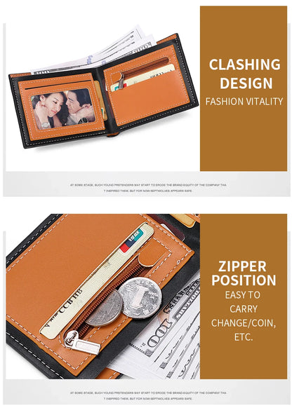 New Carbon Fiber Short Wallet Men's Card Bag Integrated Zipper Change Bag Holder