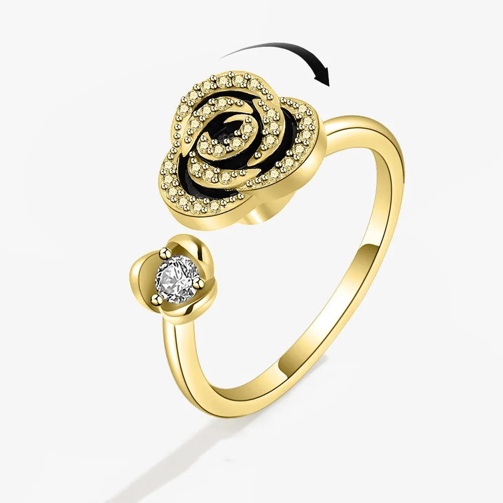 ELYSIUM sunflower fidget ring – rotating relief for daily stress.