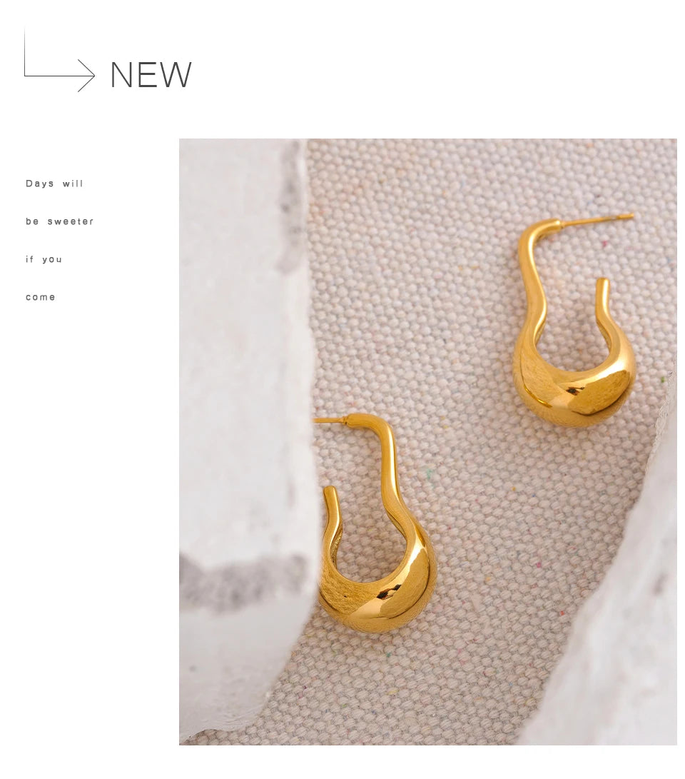 Elysium Statement Metal Geometric Stainless Steel Waterproof Unusual Earrings Personalized 18k Gold Color Fashion Jewelry Women