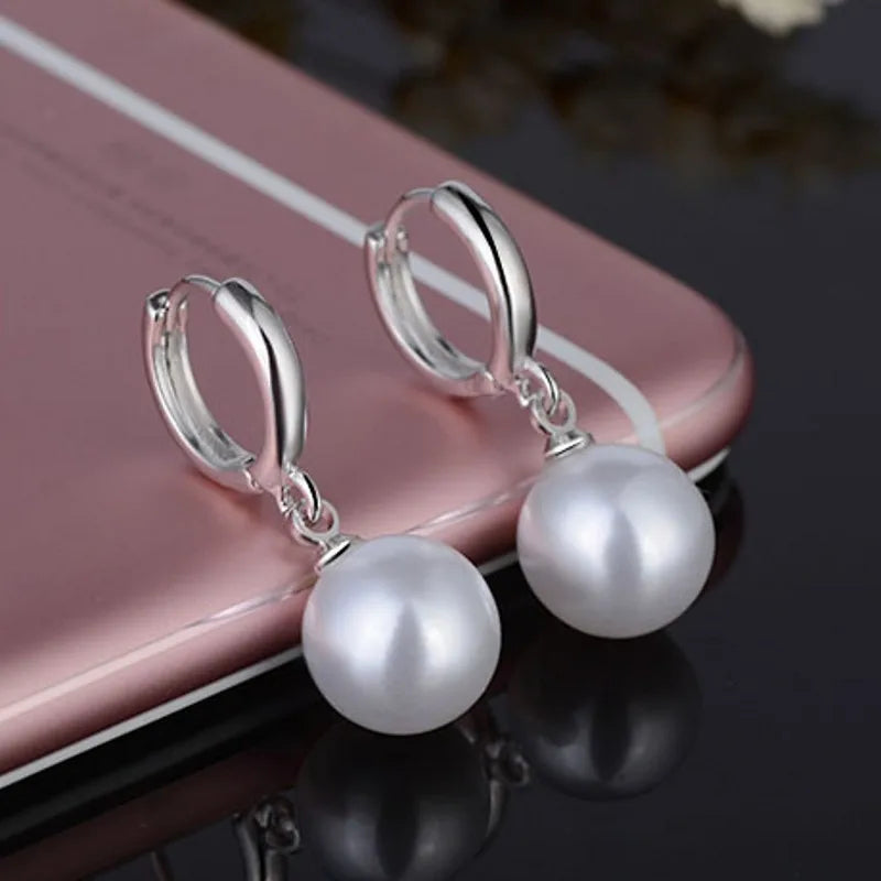 925 Sterling Silver Earrings For Women Original Charm Double Hoop Earrings Pave CZ Fine Engagement Anniversary Jewelry Gift