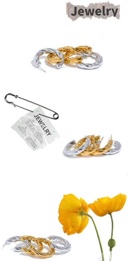 Elysium Stainless Steel C Shape Geometric Twisted Unusual Earrings Gold Silver Color Metal Women Daily Wear Jewelry High Quality