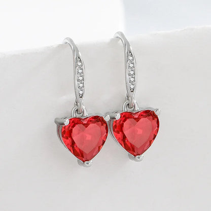 925 Sterling Silver Jewelry Sets For Women Heart Zircon Ring Earrings Necklace Wedding Bridal Elegant Christmas