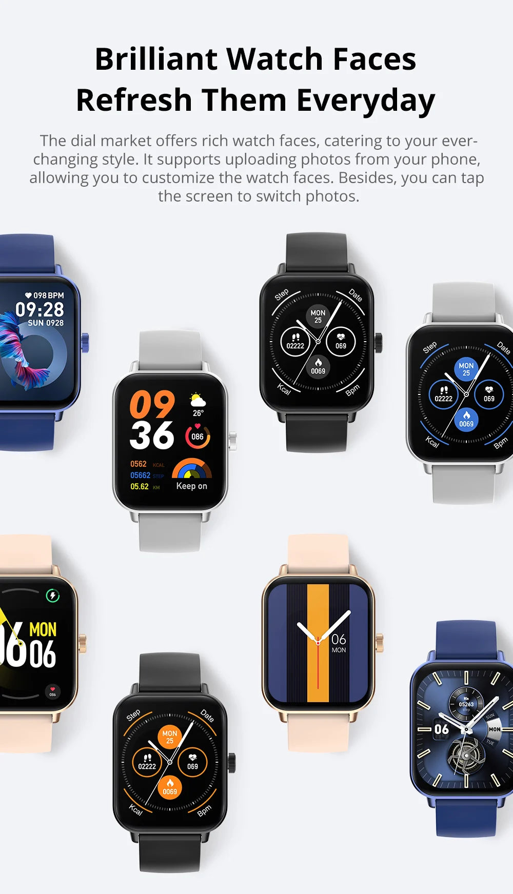 Voice Calling Smart Watch Ultra 1.9 inch Screen 24H Health Monitor 100+ Sports Modes, Bluetooth Smartwatch Men Women
