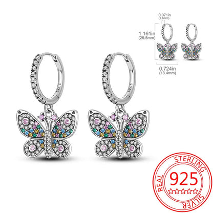 Pink Series 925 Sterling Silver Romantic Flower Butterfly Unicorn Tulip Geometry Earrings Boutique Fine Jewelry Gifts for Women