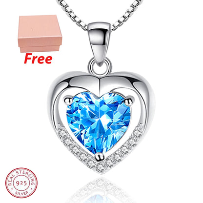 925 Sterling Silver Winter Collection Sparkling Love Necklace Fit DIY Women Fashion Original Jewelry Gift